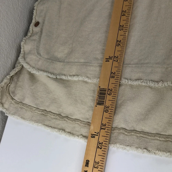 à la carte Dress Linen Cotton Blend Snap Button Fray Raw Hem Size Small - Picture 12 of 14